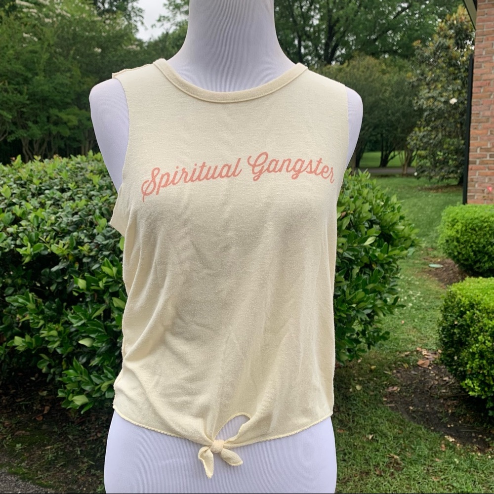 Spiritual Gangster Yellow Tie Front Delicate Tank XS